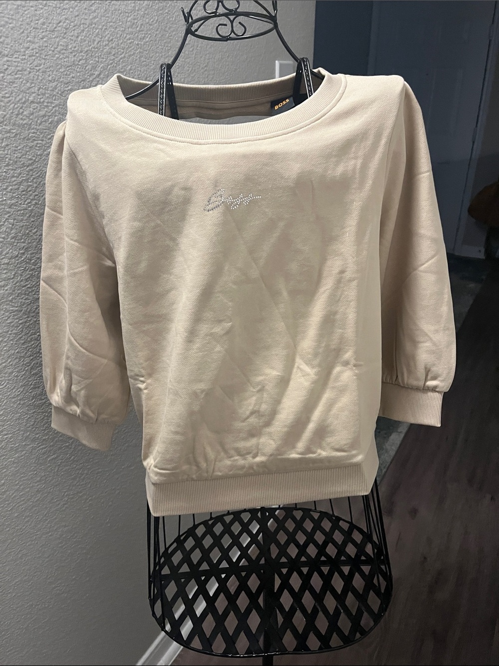 Boss Cream Puff-Sleeve Logo Sweatshirt